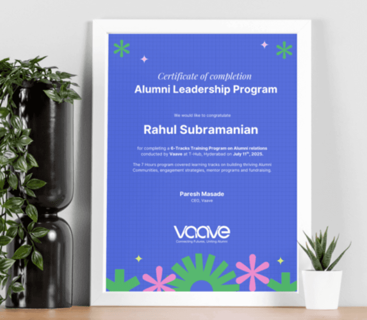 Alumni Leadership Program certificate